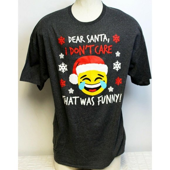 Gray Christmas T-Shirt "Dear Santa I Don't Care That Was Funny" Mens Size 3XL - Picture 1 of 5